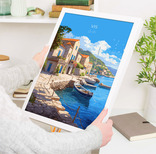 Vis Travel Print, Travel Poster of Vis, Croatia, Vis Art, Croatia Gift, Croatia Wall Art Print
