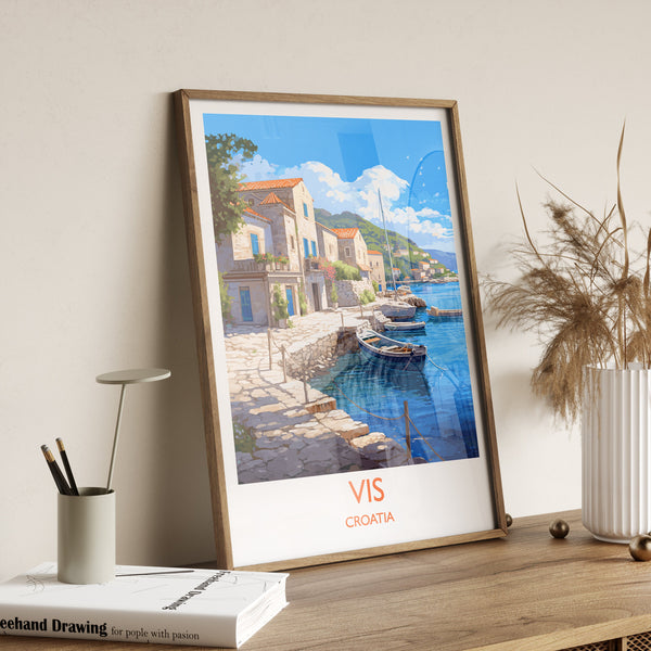 Vis Travel Print, Travel Poster of Vis, Croatia, Vis Art, Croatia Gift, Croatia Wall Art Print