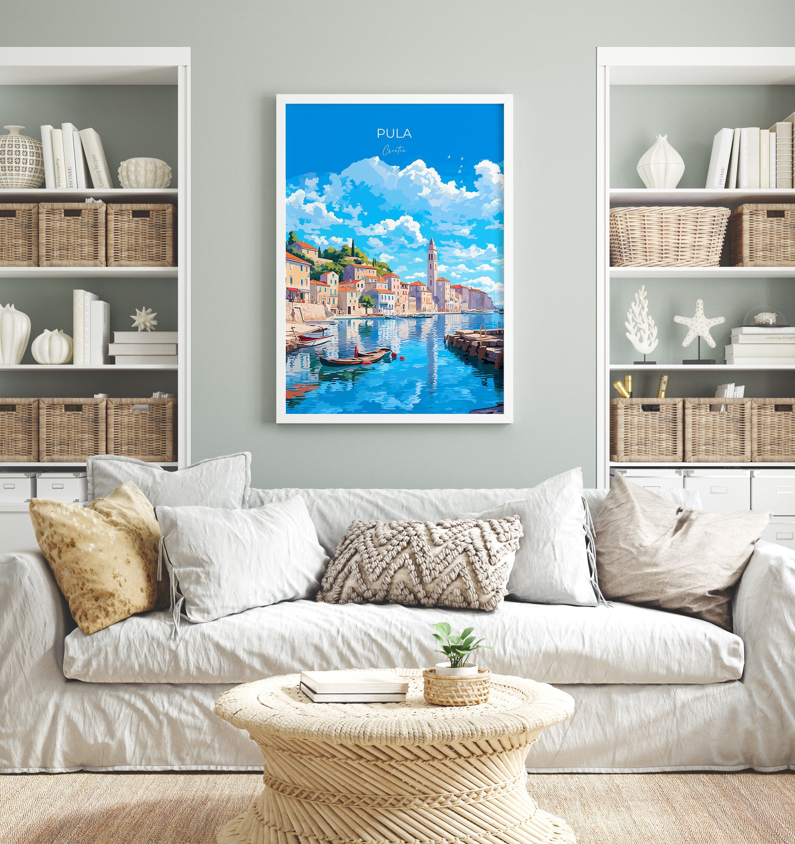 Pula Travel Print, Travel Poster of Pula, Croatia, Pula Art, Croatia Gift, Croatia Wall Art Print NQ Media Designs