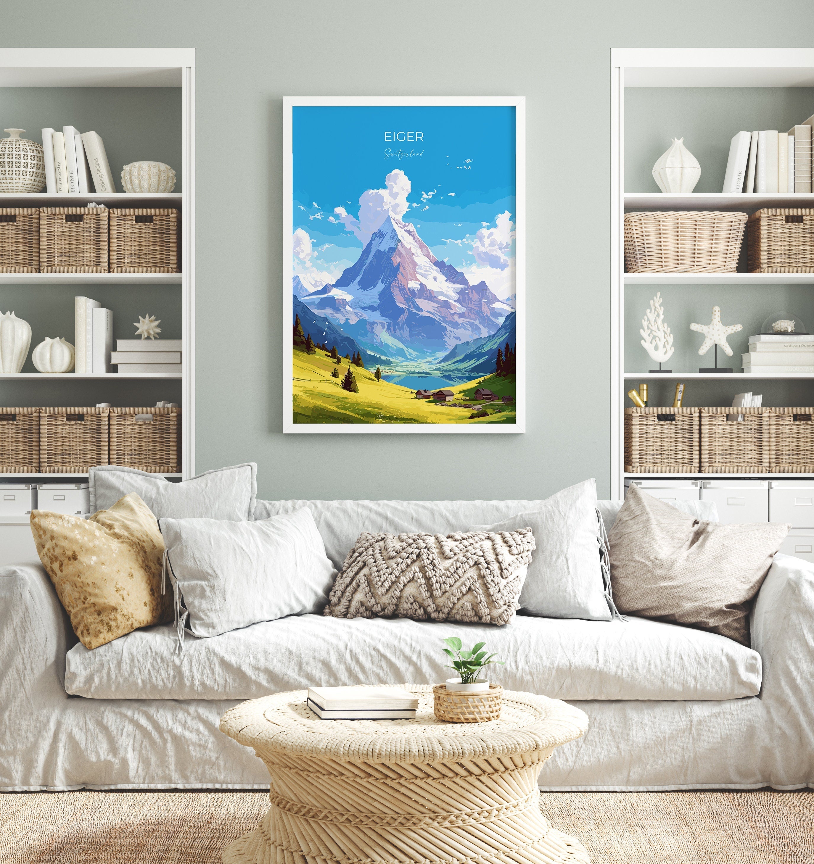 Eiger Travel Print, Travel Poster of Eiger, Switzerland, Eiger Art, Eiger Gift, Switzerland Wall Art Print NQ Media Designs