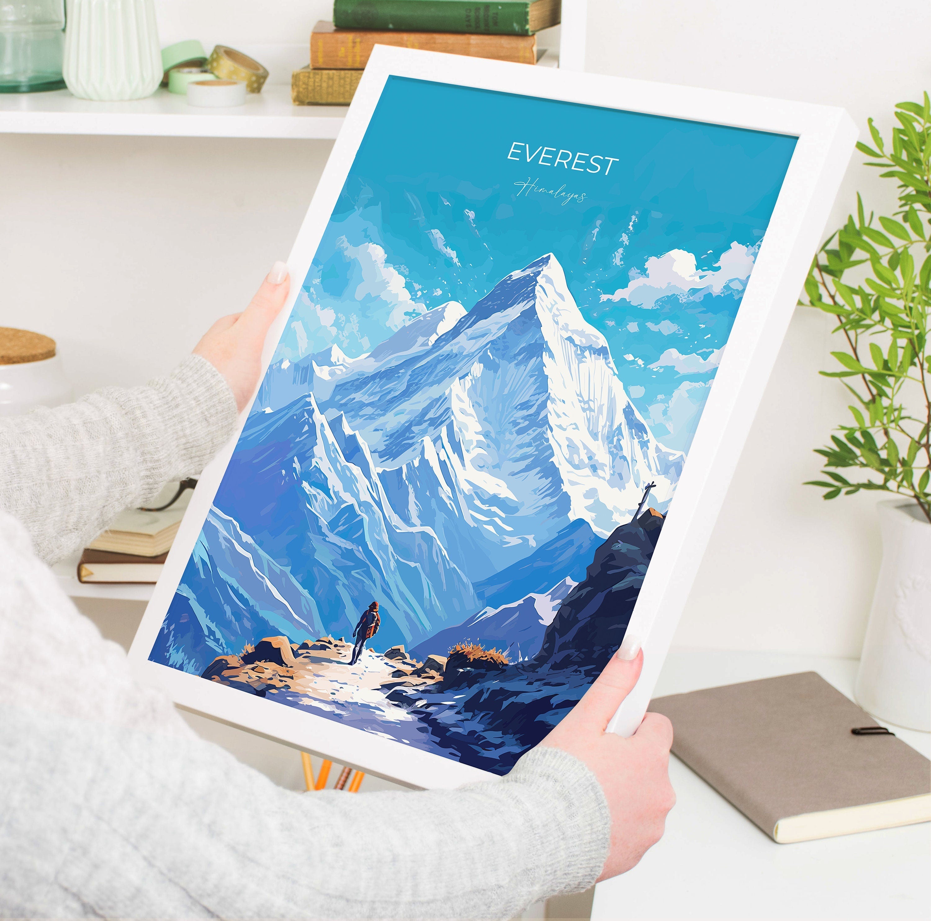 Everest Travel Print, Travel Poster of Everest, Himalayas, Everest Art, Everest Gift, Himalayas Wall Art Print NQ Media Designs