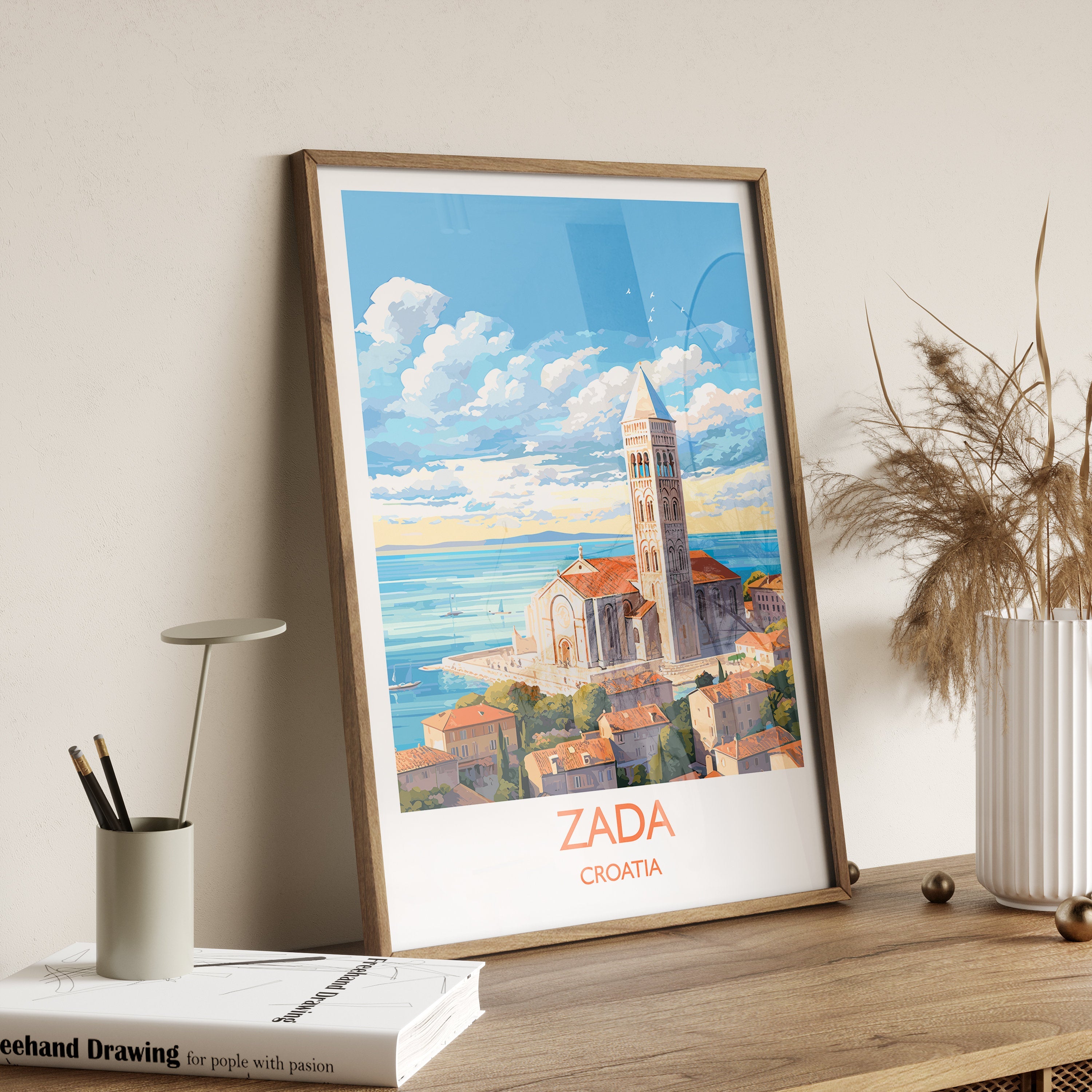 Zada Travel Print, Travel Poster of Zada, Croatia, Zada Art, Croatia Gift, Croatia Wall Art Print NQ Media Designs