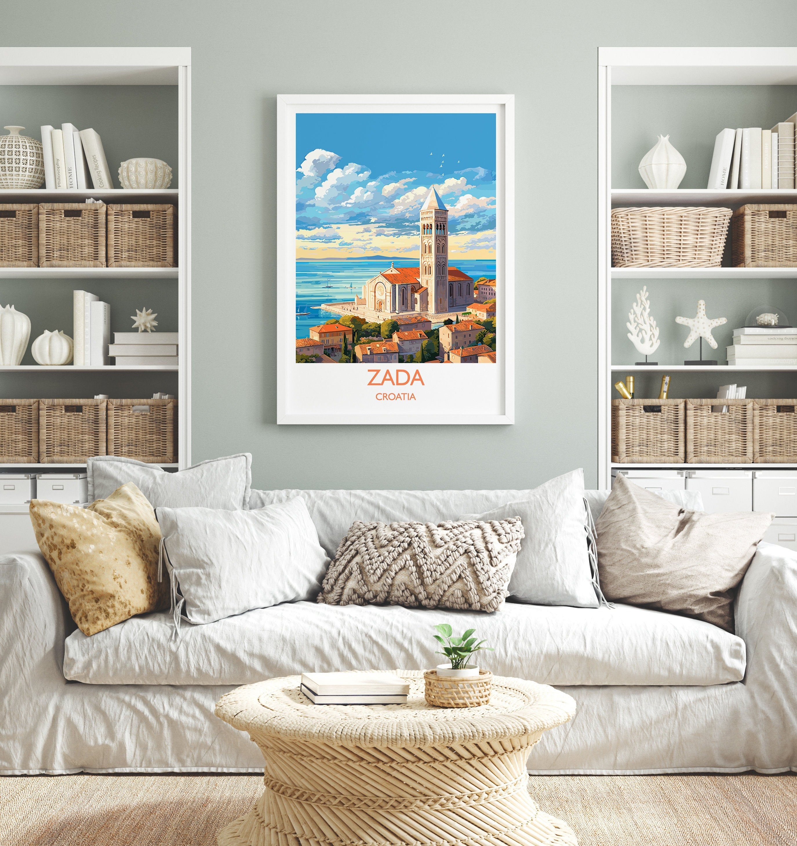 Zada Travel Print, Travel Poster of Zada, Croatia, Zada Art, Croatia Gift, Croatia Wall Art Print NQ Media Designs