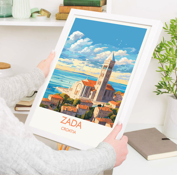 Zada Travel Print, Travel Poster of Zada, Croatia, Zada Art, Croatia Gift, Croatia Wall Art Print