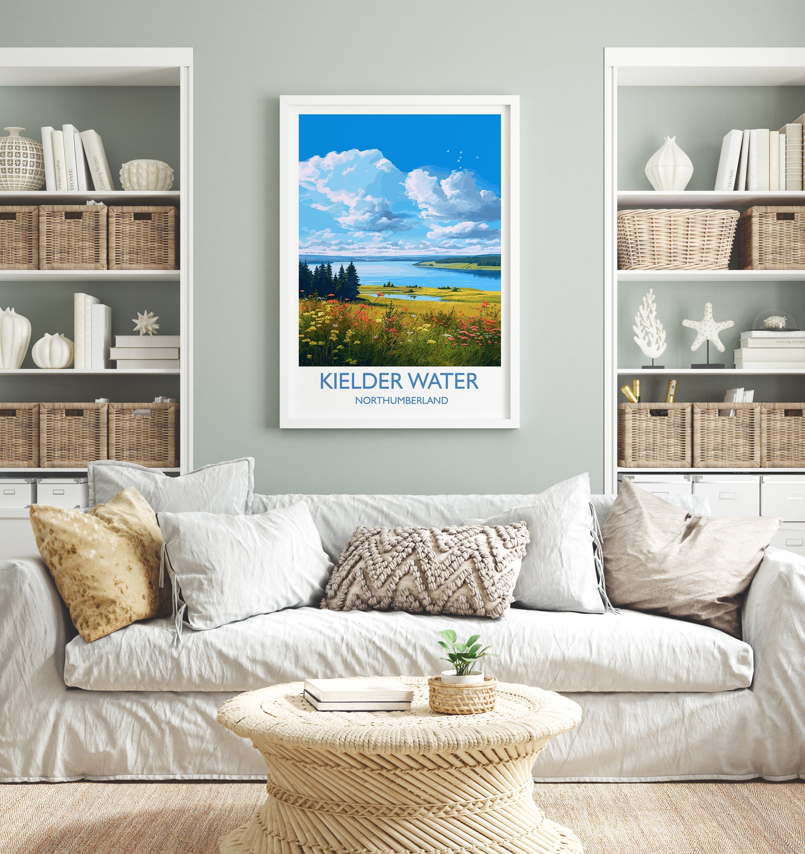 Kielder Water Travel Print, Travel Poster of Kielder Water, Kielder Water Reservoir, Kielder Water Art, Northumberland Gift, NQ Media Designs