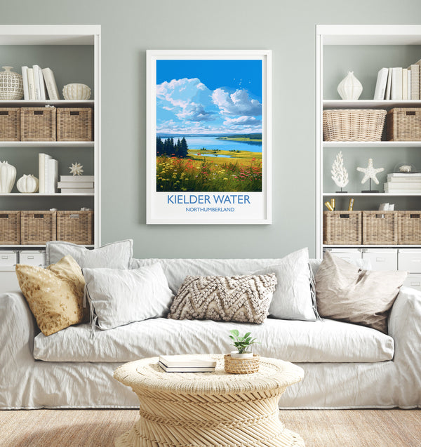 Kielder Water Travel Print, Travel Poster of Kielder Water, Kielder Water Reservoir, Kielder Water Art, Northumberland Gift,