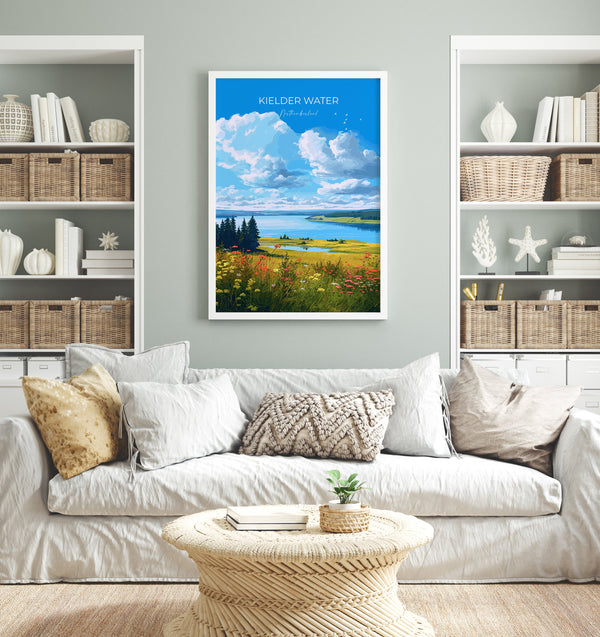 Kielder Water Travel Print, Travel Poster of Kielder Water, Kielder Water Reservoir, Kielder Water Art, Northumberland Gift