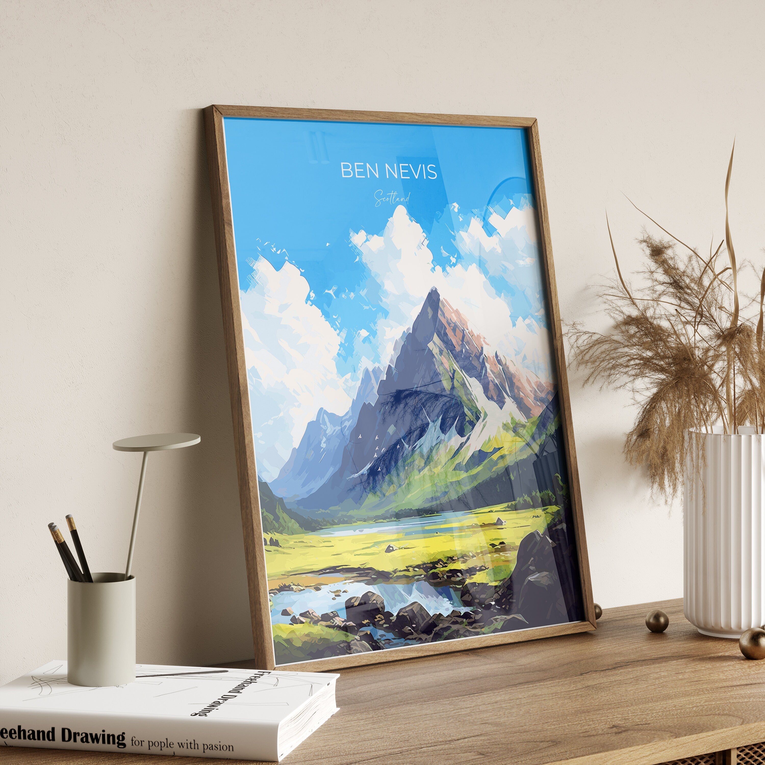 Ben Nevis Travel Print, Travel Poster of Ben Nevis, Ben Nevis Gift, Scotland Art, Ben Nevis Gift, Wall Art Print NQ Media Designs