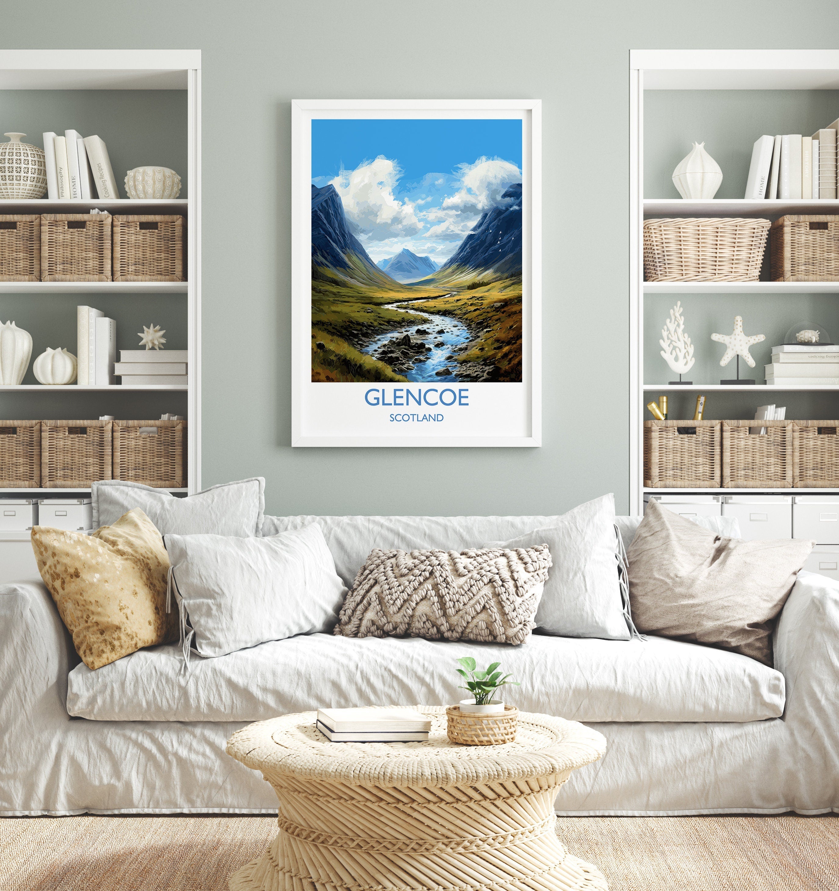 Glencoe Print, Travel Poster of Glencoe, Highlands Gift, Scotland, Highlands Art, Glencoe Gift, Wall Art Print NQ Media Designs