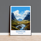 Glencoe Print, Travel Poster of Glencoe, Highlands Gift, Scotland, Highlands Art, Glencoe Gift, Wall Art Print NQ Media Designs