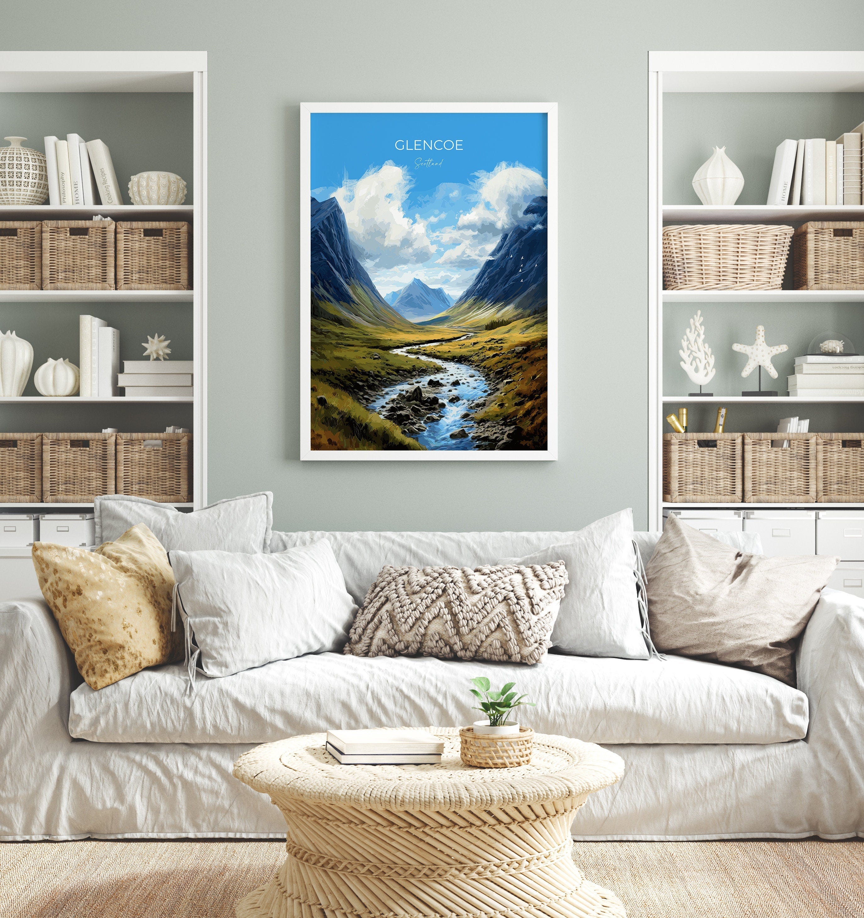 Glencoe Travel Poster, Travel Print of Glencoe, Highlands Gift, Scotland, Highlands Art, Glencoe Gift, Wall Art Print NQ Media Designs