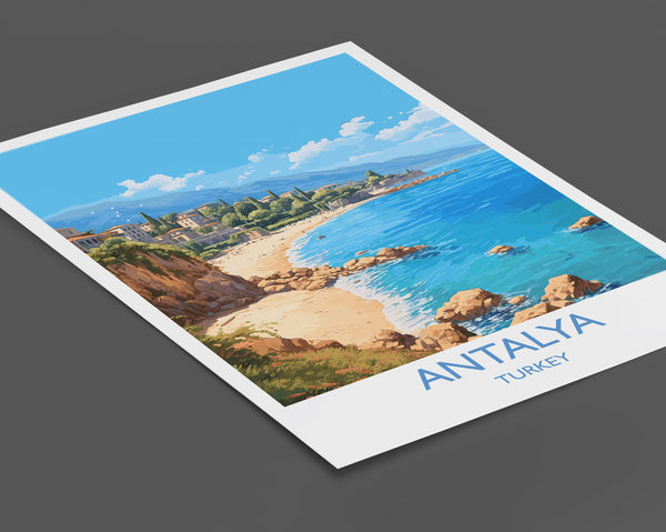 Antalya Travel Print, Travel Poster of Antalya, Turkey Poster, Antalya Gift, Antalya Art, Turkey Art