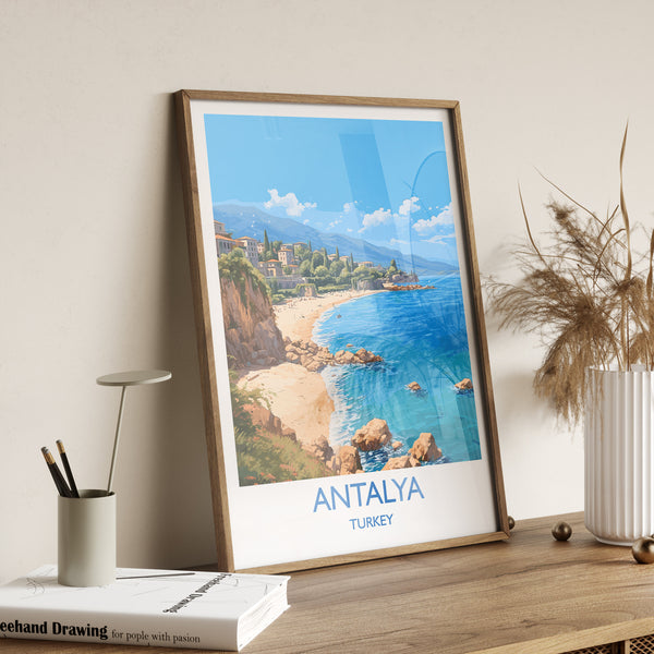 Antalya Travel Print, Travel Poster of Antalya, Turkey Poster, Antalya Gift, Antalya Art, Turkey Art