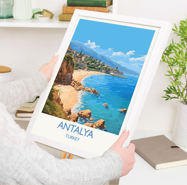 Antalya Travel Print, Travel Poster of Antalya, Turkey Poster, Antalya Gift, Antalya Art, Turkey Art