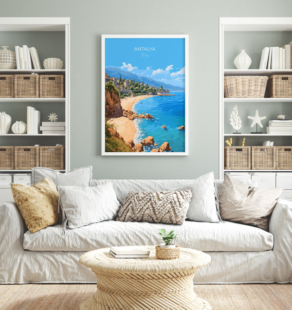Antalya Travel Poster, Travel Print of Antalya, Turkey Poster, Antalya Gift, Antalya Art, Turkey Art