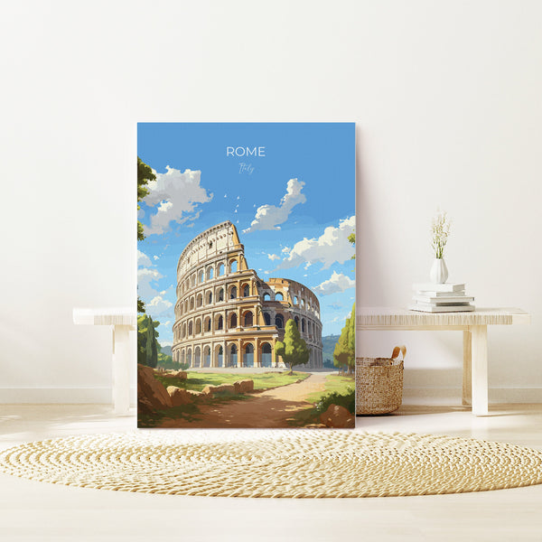 Rome Travel Poster, Travel Print of Rome, Italy Poster, Rome Gift, Colosseum Rome Art, Italy Art