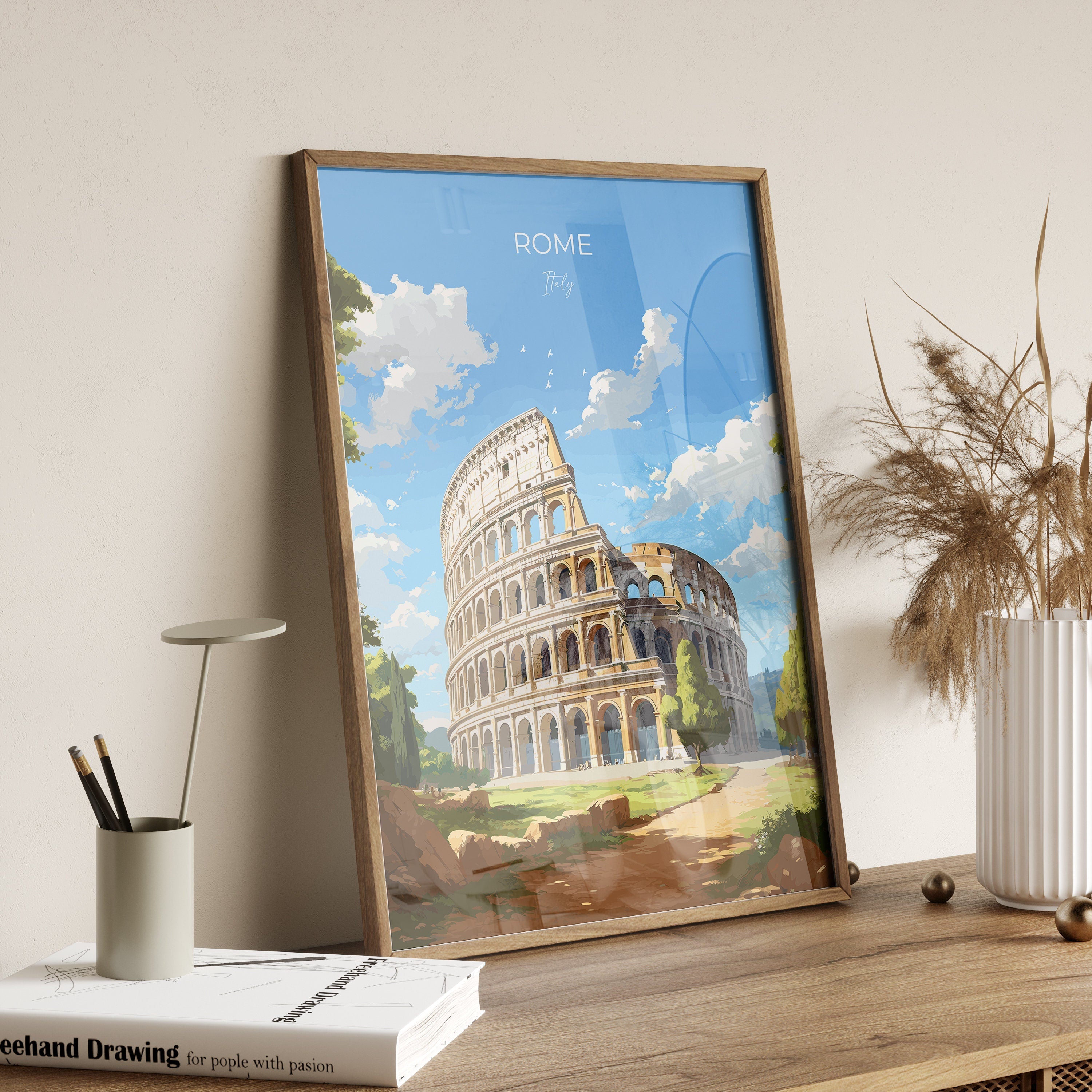 Rome Travel Poster, Travel Print of Rome, Italy Poster, Rome Gift, Colosseum Rome Art, Italy Art NQ Media Designs