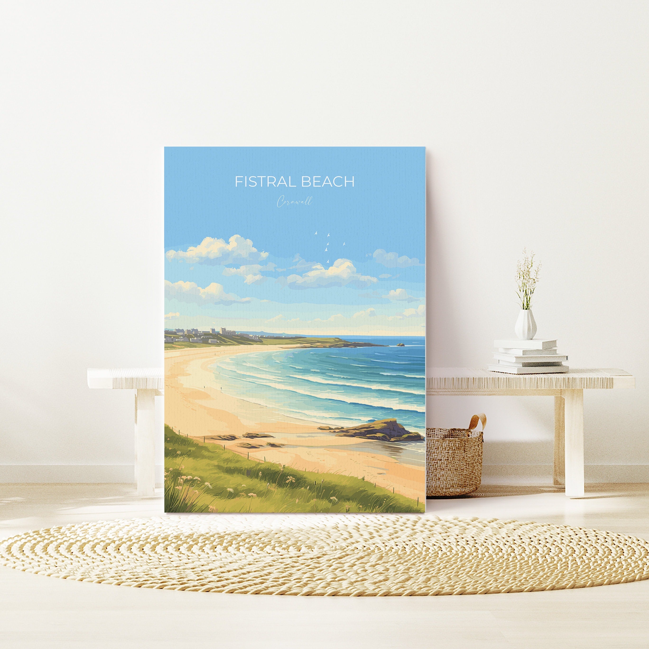 Fistral Beach Poster, Travel Print of Cornwall, England, Cornwall Art, Fistral Beach Gift, Wall Art Print NQ Media Designs
