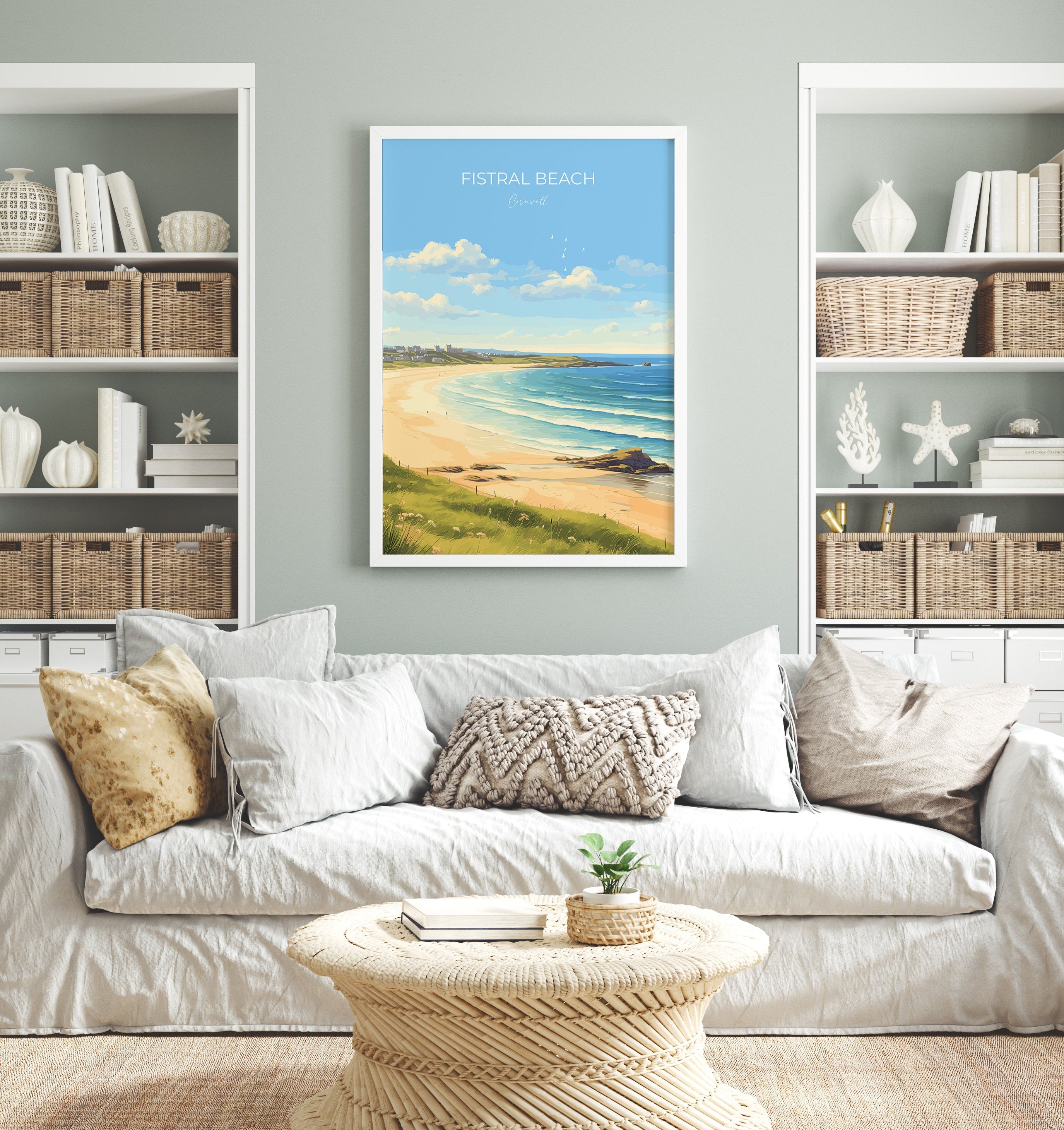 Fistral Beach Poster, Travel Print of Cornwall, England, Cornwall Art, Fistral Beach Gift, Wall Art Print NQ Media Designs