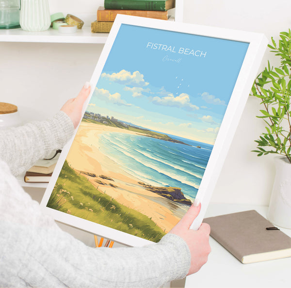 Fistral Beach Poster, Travel Print of Cornwall, England, Cornwall Art, Fistral Beach Gift, Wall Art Print