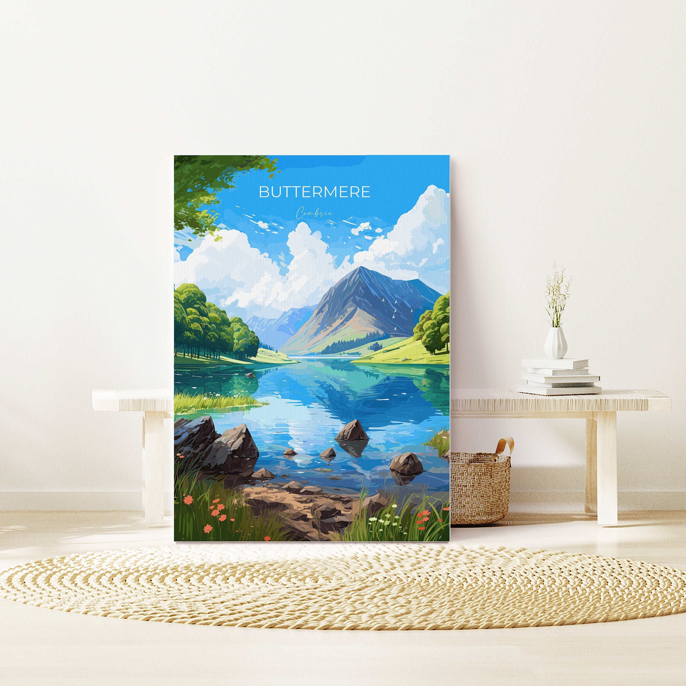 Buttermere Travel Print, Buttermere Travel Poster, England, Cumbria Art, Buttermere Gift, Lake District, Wall Art Print NQ Media Designs