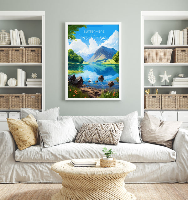 Buttermere Travel Print, Buttermere Travel Poster, England, Cumbria Art, Buttermere Gift, Lake District, Wall Art Print