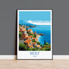 Sicily Travel Print, Travel Poster of Sicily , Italy Poster, SicilyGift, Sicily Art, Italy Art NQ Media Designs
