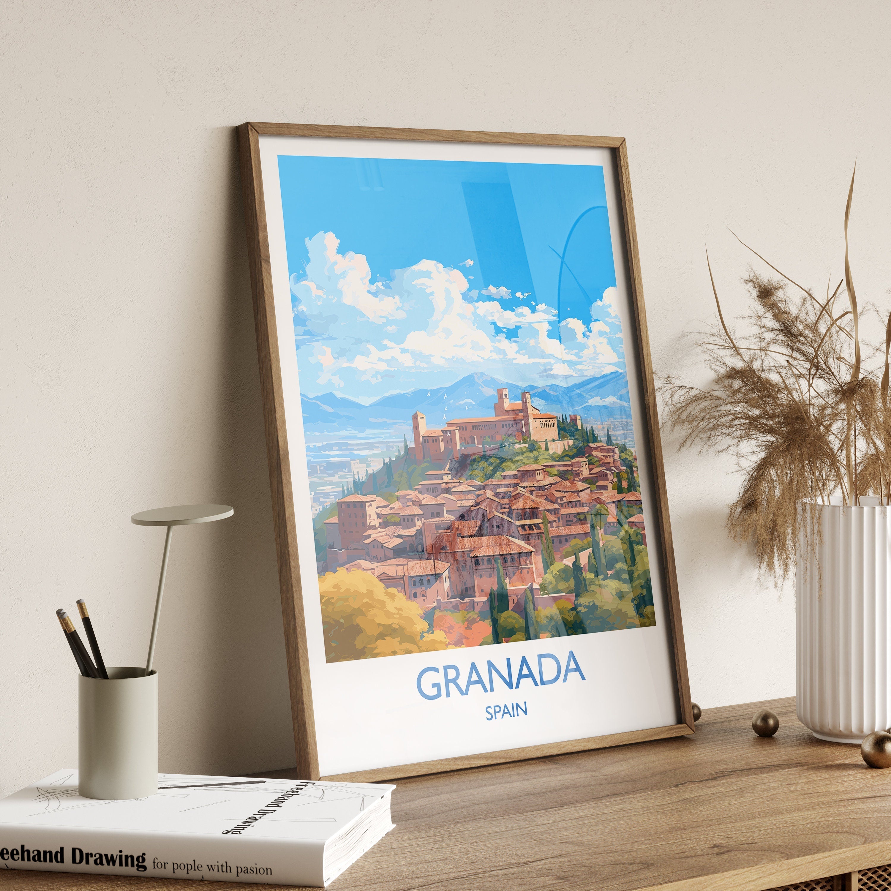 Granada Travel Print, Travel Poster of Granada , Spain Poster, GranadaGift, GranadaArt, Spain Art NQ Media Designs
