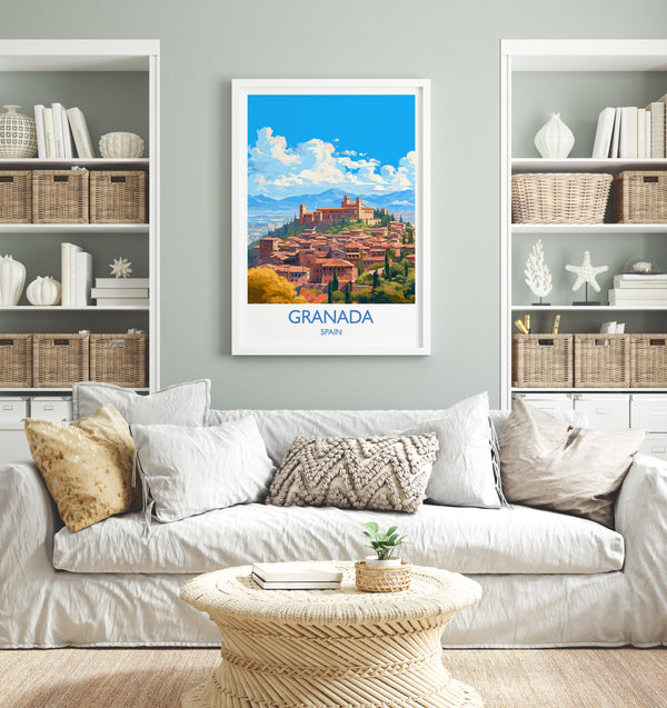 Granada Travel Print, Travel Poster of Granada , Spain Poster, GranadaGift, GranadaArt, Spain Art