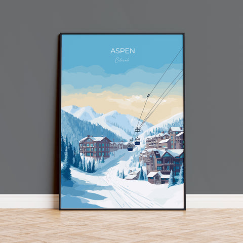 Aspen Travel Print, Travel Poster of Aspen, Aspen Gift, Colorado Art, Aspen Wall Art Print
