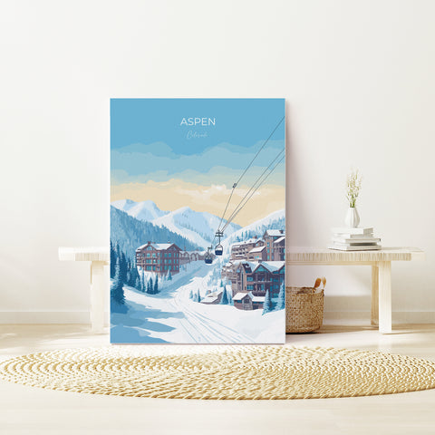 Aspen Travel Print, Travel Poster of Aspen, Aspen Gift, Colorado Art, Aspen Wall Art Print
