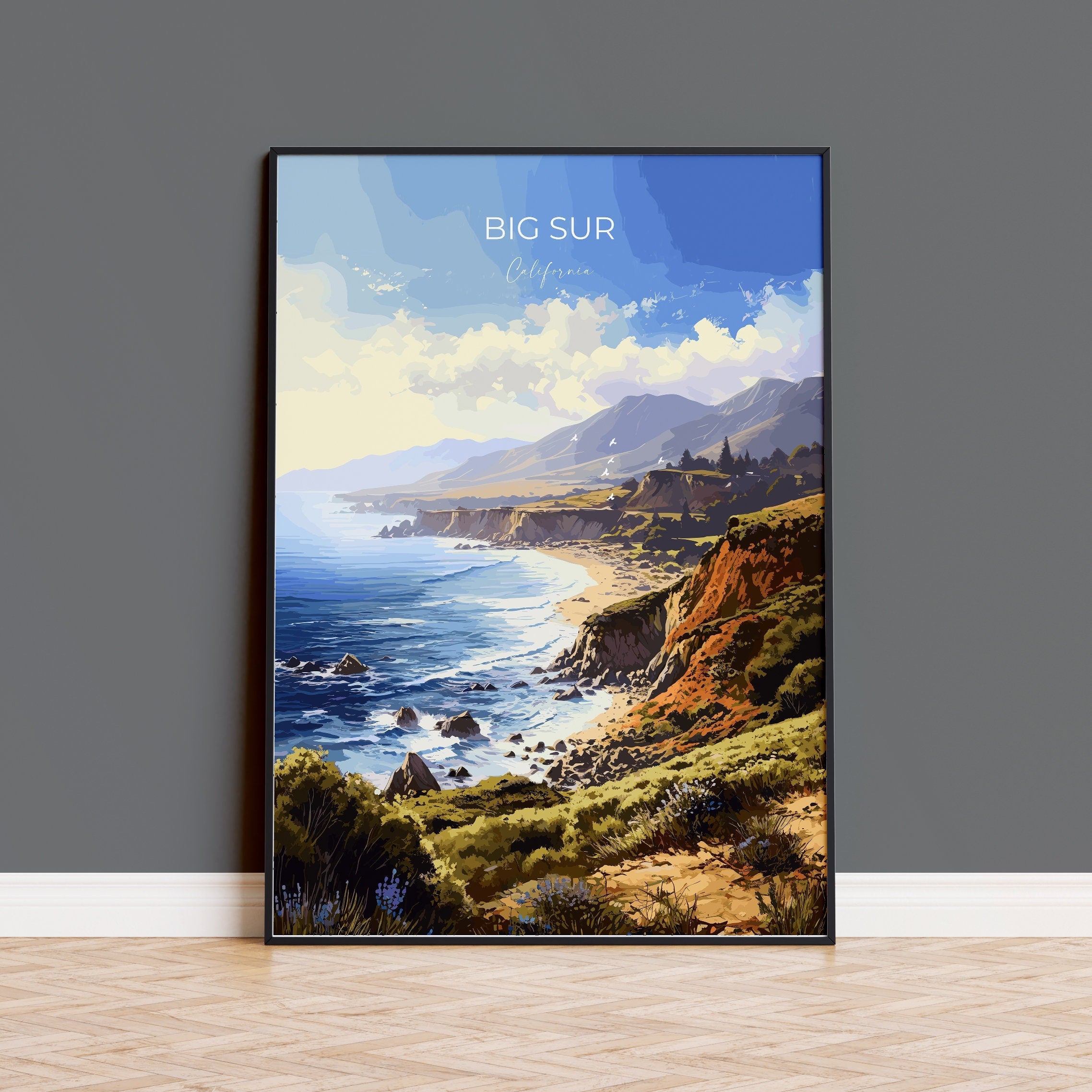 Big Sur Travel Print, Travel Poster of Big Sur, California, Big Sur Gift, USA Gift, Wall Art Print NQ Media Designs