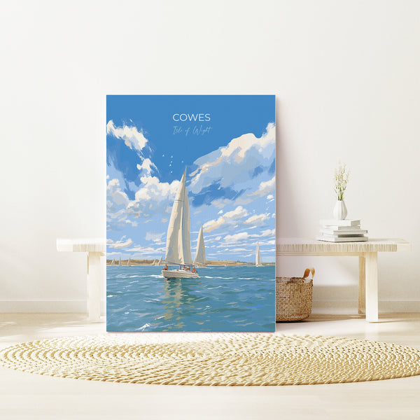 Cowes Travel Print, Travel Poster of Cowes, Cowes Gift, Cowes Art, Sailing Art, Isle of Wight Gift,