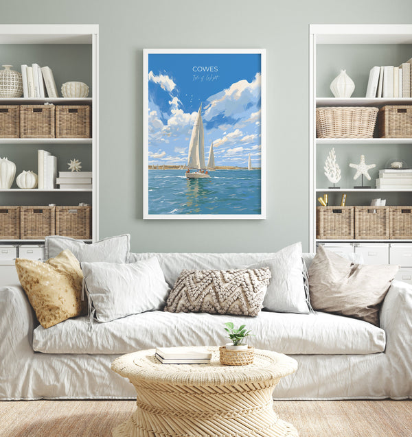 Cowes Travel Print, Travel Poster of Cowes, Cowes Gift, Cowes Art, Sailing Art, Isle of Wight Gift,