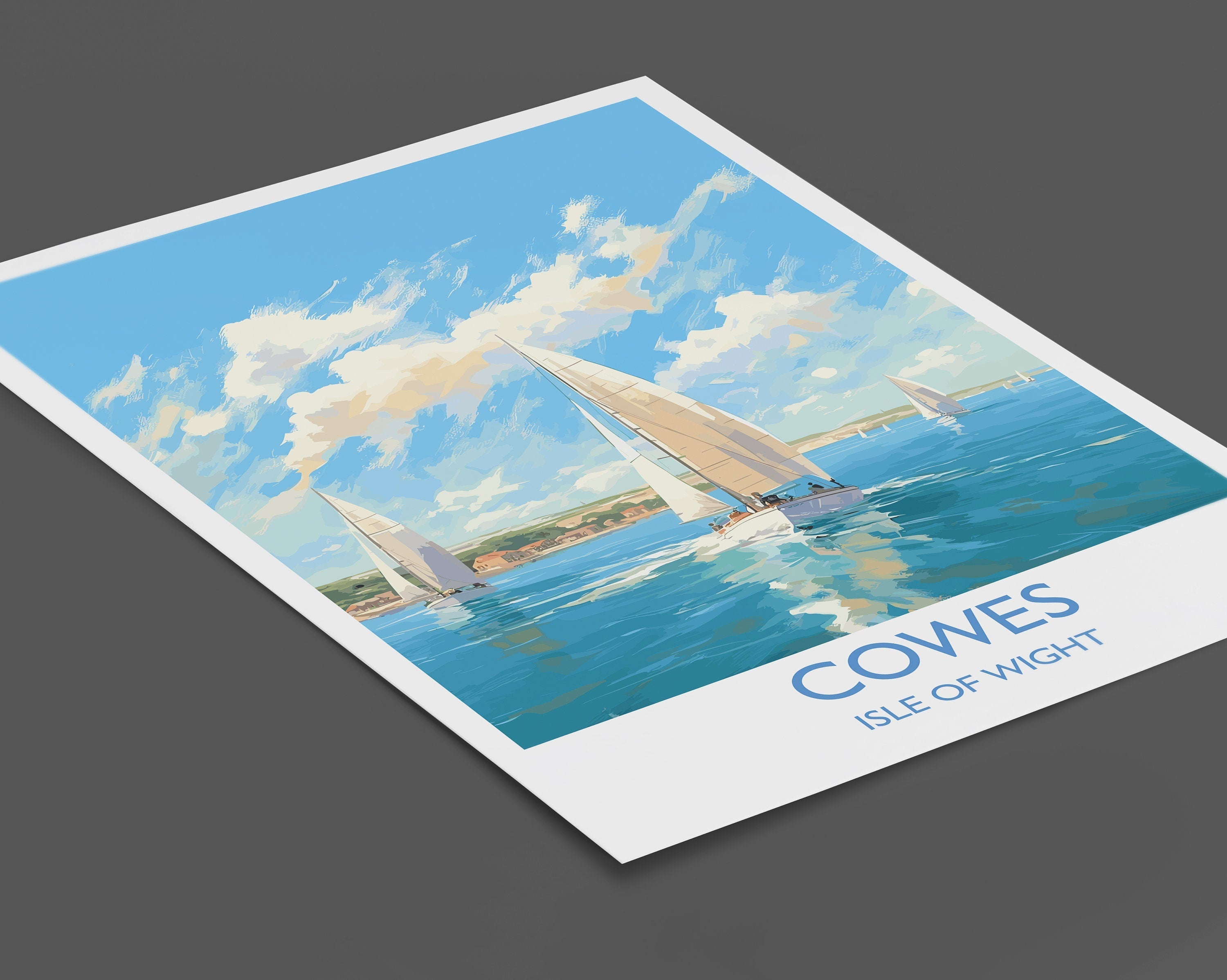 Cowes Print, Travel Poster of Cowes, Cowes Gift, Cowes Art, Sailing Art, Isle of Wight Gift, NQ Media Designs