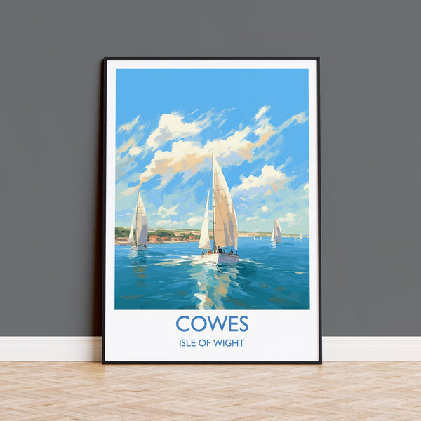 Cowes Print, Travel Poster of Cowes, Cowes Gift, Cowes Art, Sailing Art, Isle of Wight Gift,
