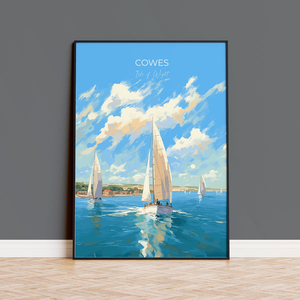 Cowes Sailing Print, Travel Poster of Cowes, Cowes Gift, Cowes Art, Sailing Art, Isle of Wight Gift,