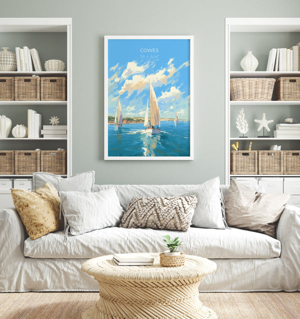 Cowes Sailing Print, Travel Poster of Cowes, Cowes Gift, Cowes Art, Sailing Art, Isle of Wight Gift,