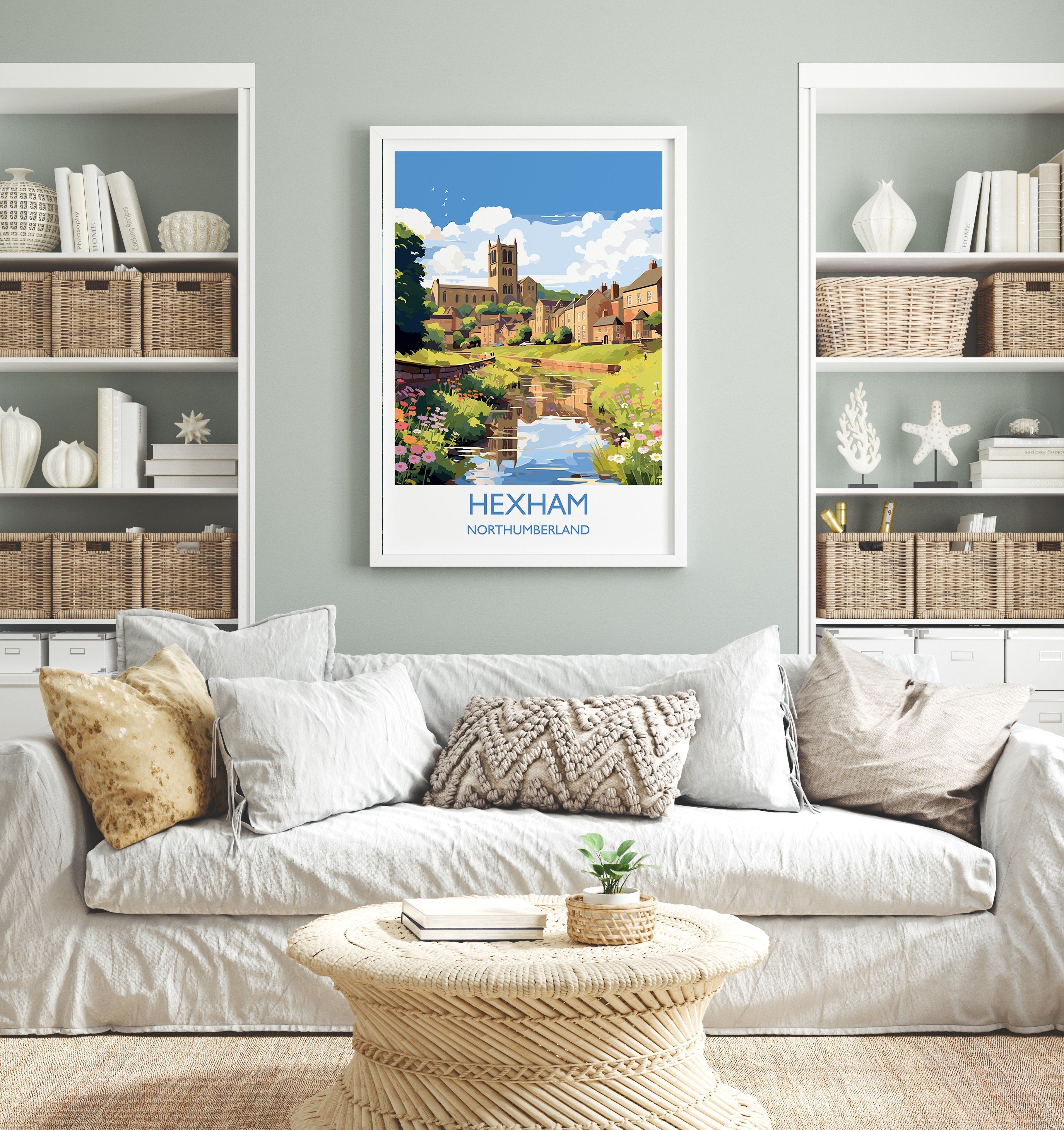 Hexham Travel Print, Travel Poster of Hexham, Northumberland, Hexham Gift, Northumberland Art, NQ Media Designs