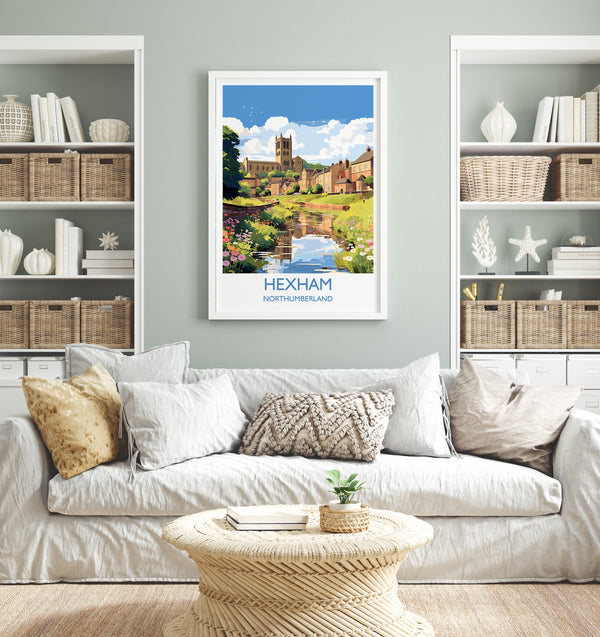 Hexham Travel Print, Travel Poster of Hexham, Northumberland, Hexham Gift, Northumberland Art,