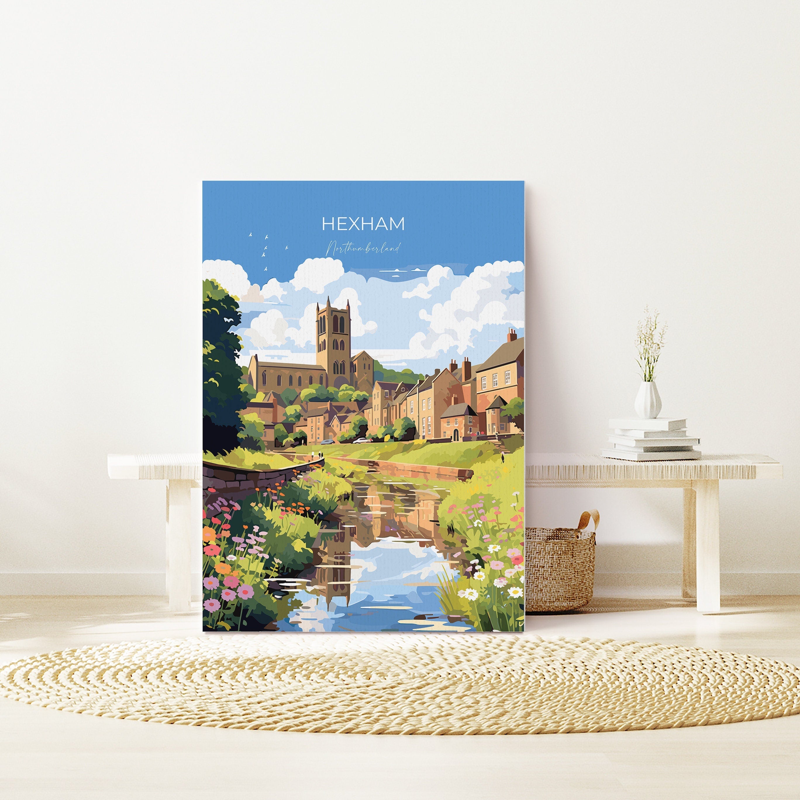 Hexham Travel Print, Travel Poster of Hexham, Northumberland, Hexham Gift, Northumberland Art, NQ Media Designs