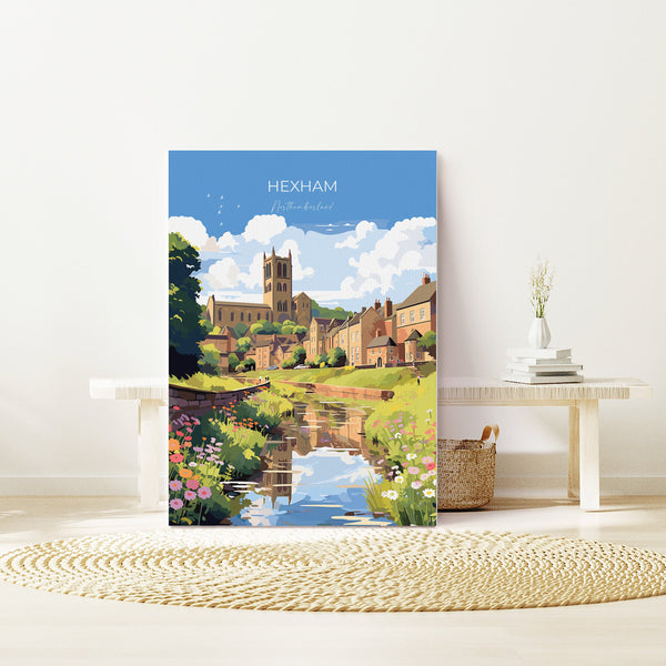 Hexham Travel Print, Travel Poster of Hexham, Northumberland, Hexham Gift, Northumberland Art,