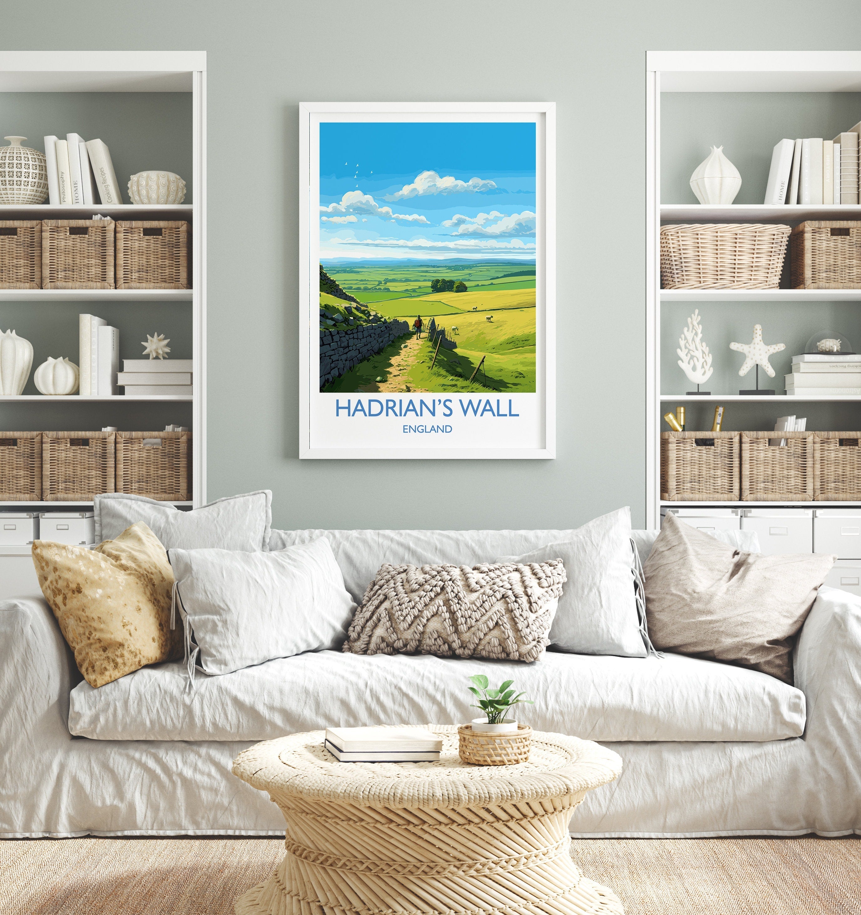 Hadrians Wall Travel Print, Travel Poster of Hadrians Wall , Northumberland, Hadrians Wall Gift, Northumberland Art, NQ Media Designs