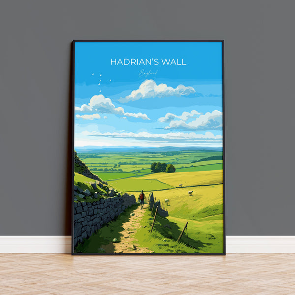 Hadrians Wall Print, Travel Poster of Hadrians Wall , Northumberland, Hadrians Wall Gift, Northumberland Art,
