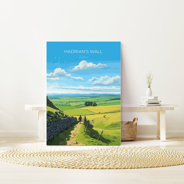 Hadrians Wall Print, Travel Poster of Hadrians Wall , Northumberland, Hadrians Wall Gift, Northumberland Art,