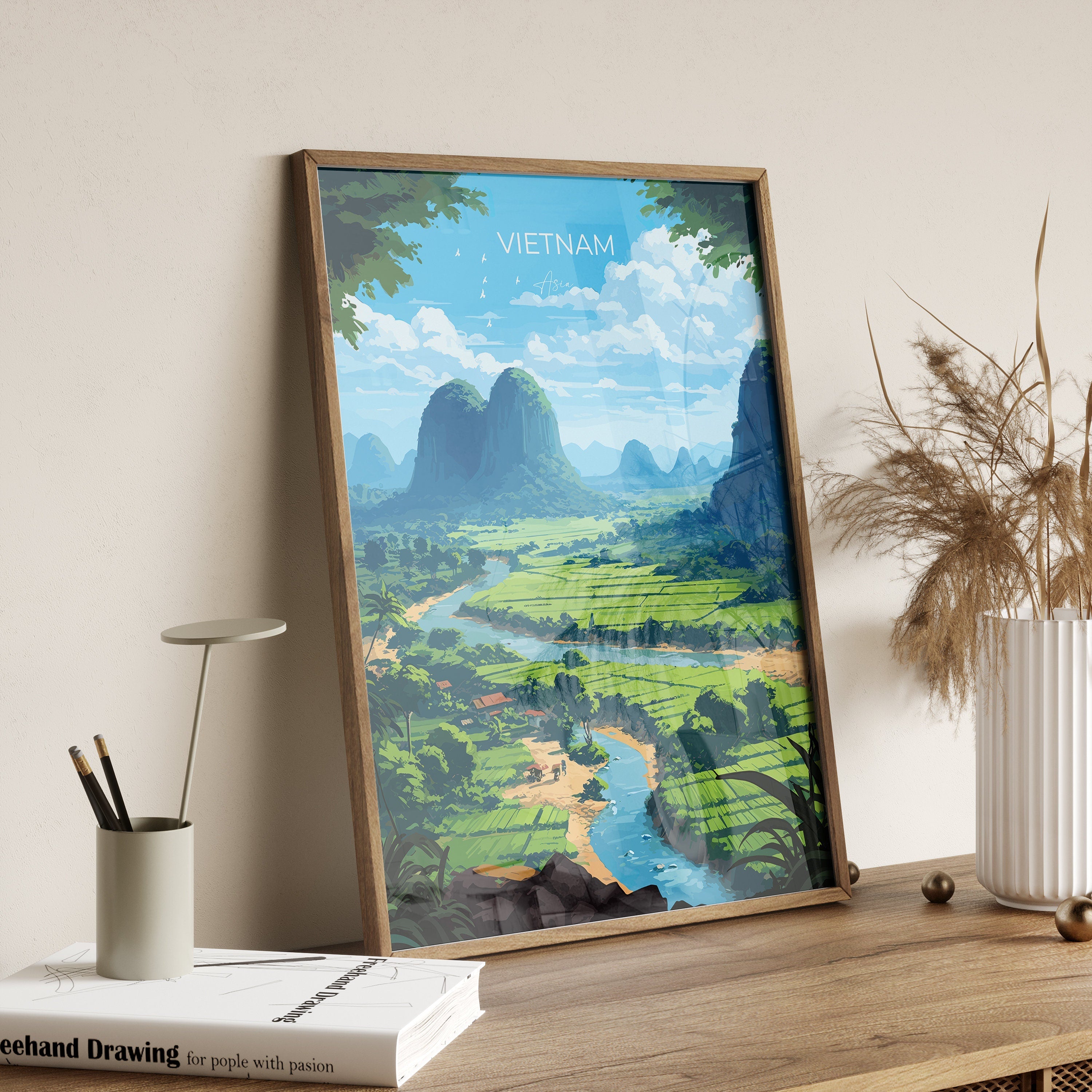 Vietnam Print, Travel Poster of Vietnam, Asia, Vietnam Art, Vietnam Gift, Wall Art Print NQ Media Designs