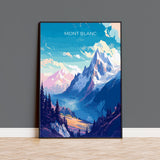 Mont Blanc Print, Travel Poster of Mont Blanc, Mont Blanc Gift, Alps Art, Mount Blanc Gift, Wall Art Print NQ Media Designs