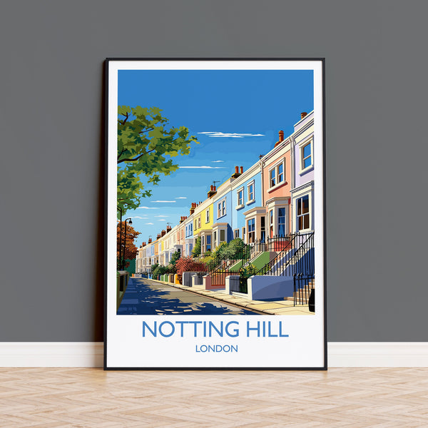 Notting Hill Travel Poster, Travel Print of Notting Hill, London Poster, Notting Hill Gift, Notting Hill Art, London Art UK Travel Gift