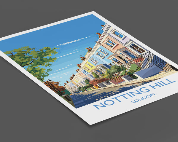 Notting Hill Travel Poster, Travel Print of Notting Hill, London Poster, Notting Hill Gift, Notting Hill Art, London Art UK Travel Gift