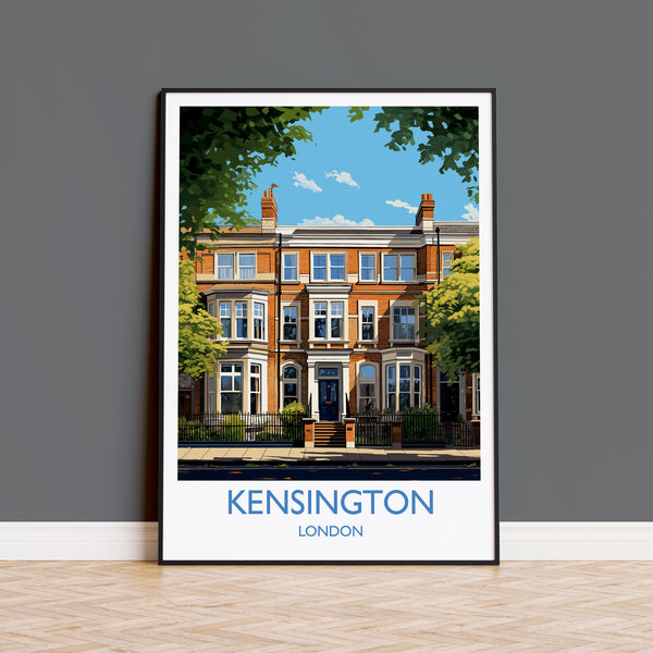 Kensington Travel Poster, Travel Print of Kensington, London Poster, Kensington Gift, Kensington Art, London Art UK Travel Gift